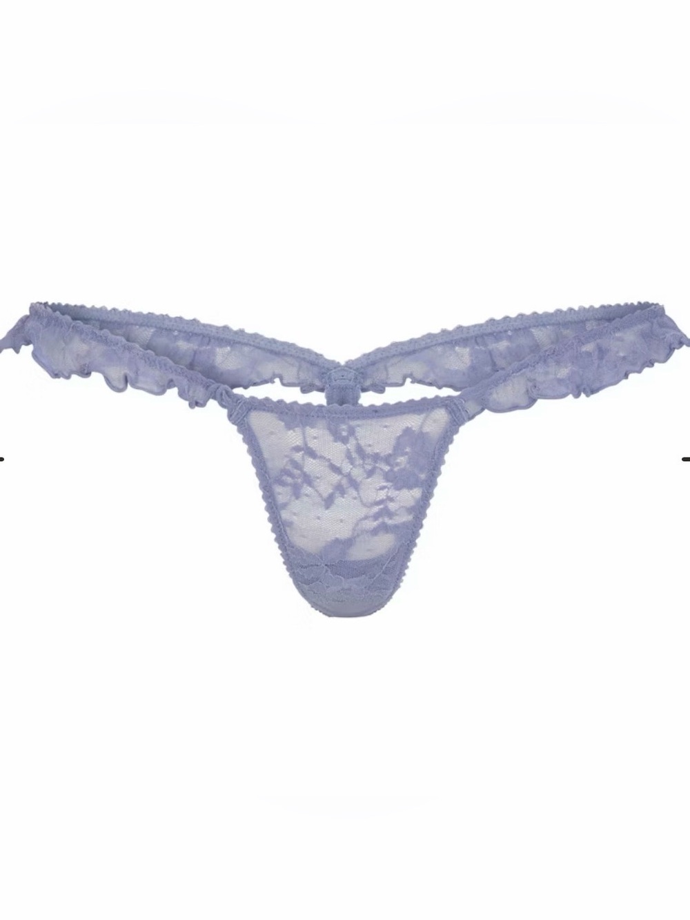 SKIMS Lace Ruffle Blue Thong Panty Size S